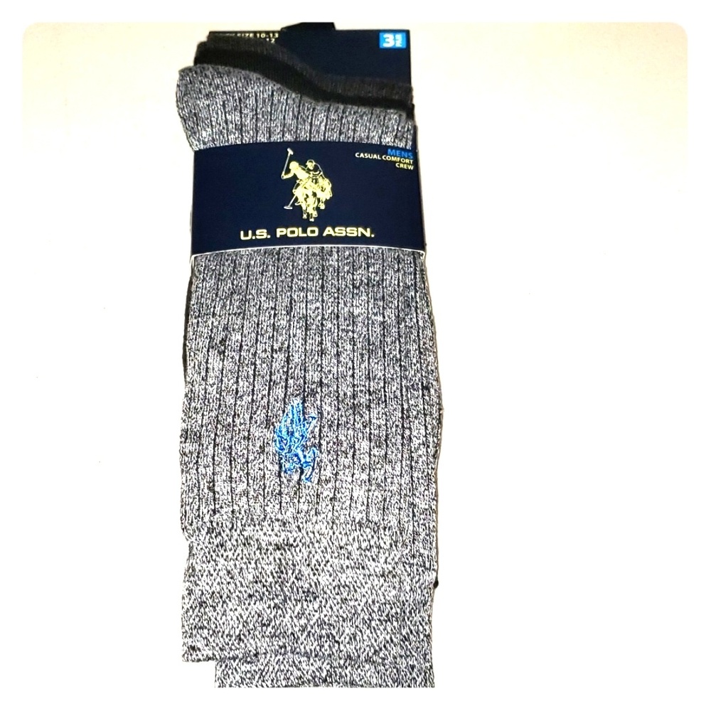 U.S. Polo Assn. Mens Casual Comfort Crew Socks 3pk